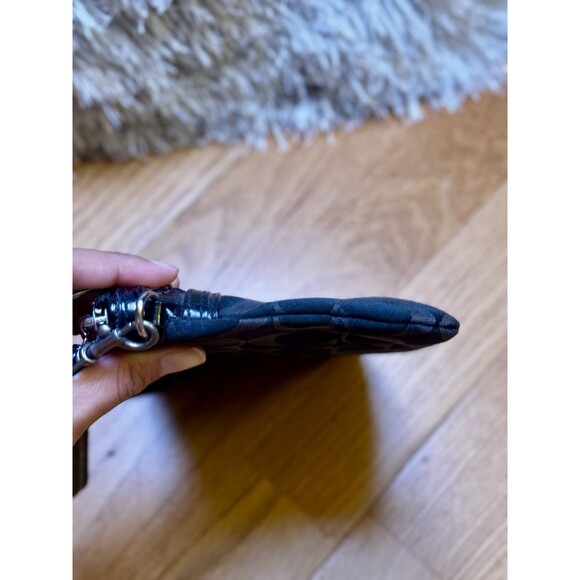 Coach Poppy Signature Monogram Wristlet Clutch Purse Wallet Silver Black Brown - Picture 16 of 16